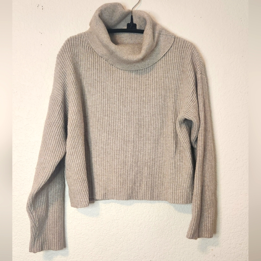 Poof Apparel Turtleneck Cropped Sweater,‎ Size M